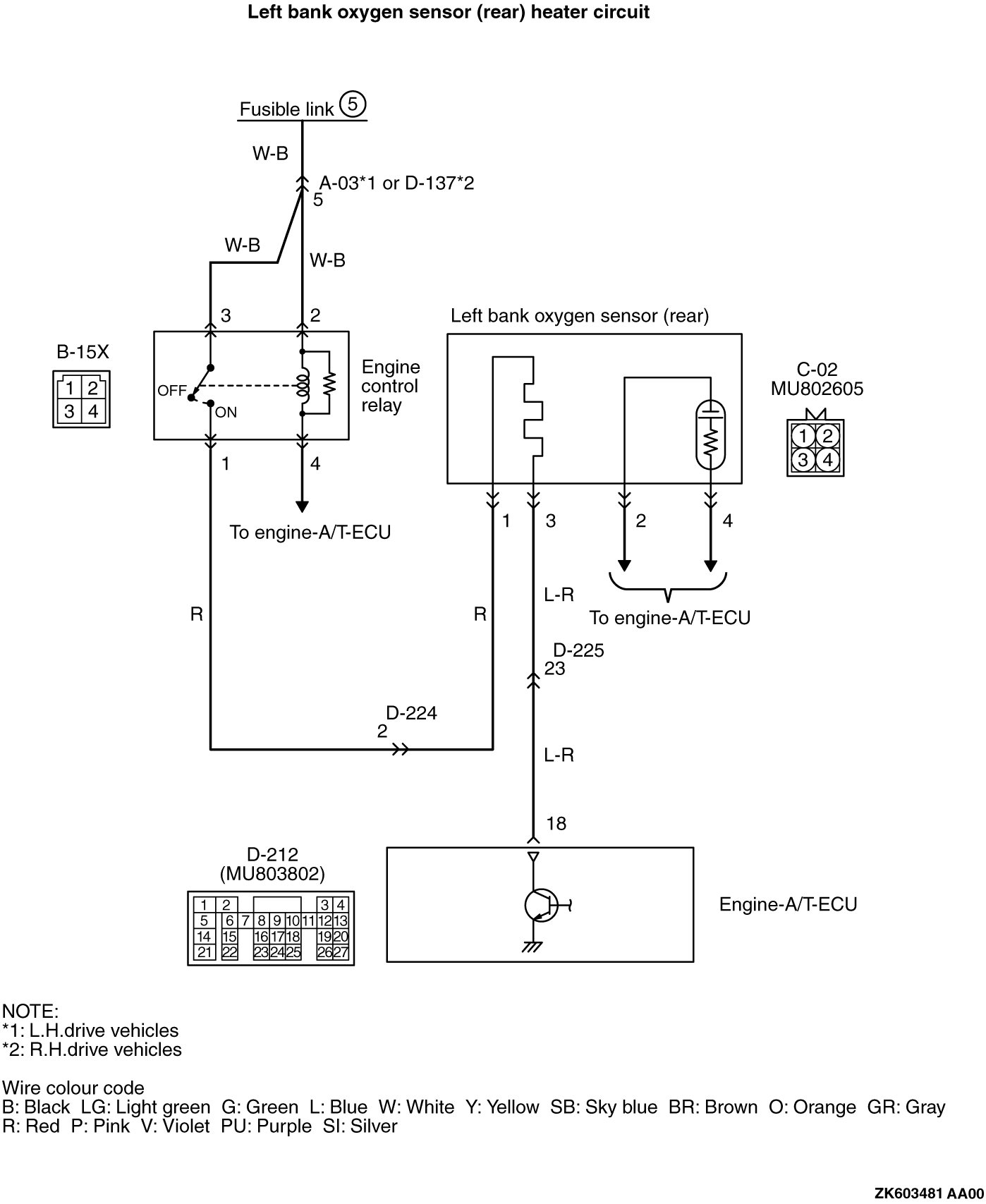 Code No. P0161: Left bank Oxygen Sensor (Rear) Heater System